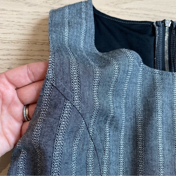 Very J. Grey Striped Dress, 100% Cotton, Mini, Cutouts, Women's US L - Picture 11 of 13